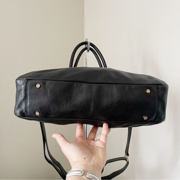 Tory Burch Black Holland Satchel Handbag Leather preowned - Picture 10 of 13